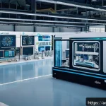 Home 21 생산관리 관련 정부 지원 정책 - A modern industrial innovation hub in the Middle East, showcasing a diverse team of Arab engineers a...
