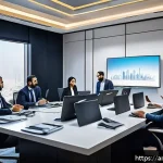 Home 18 생산관리자가 자주 겪는 문제와 해결책 - A modern Middle Eastern office environment with a diverse team of Arabic-speaking professionals coll...
