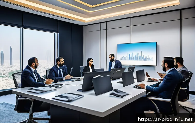 생산관리자가 자주 겪는 문제와 해결책 - A modern Middle Eastern office environment with a diverse team of Arabic-speaking professionals coll...