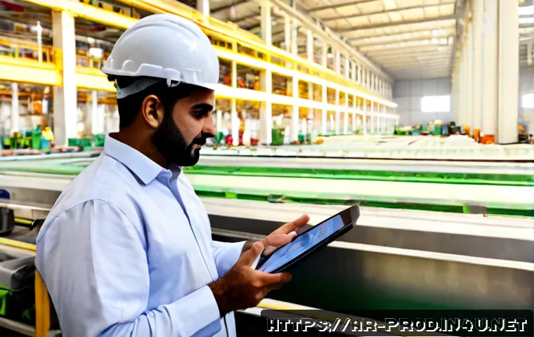 생산관리자가 알아야 할 ESG 경영 - Photorealistic modern manufacturing facility in an Arab Gulf setting, a confident Arab production ma...